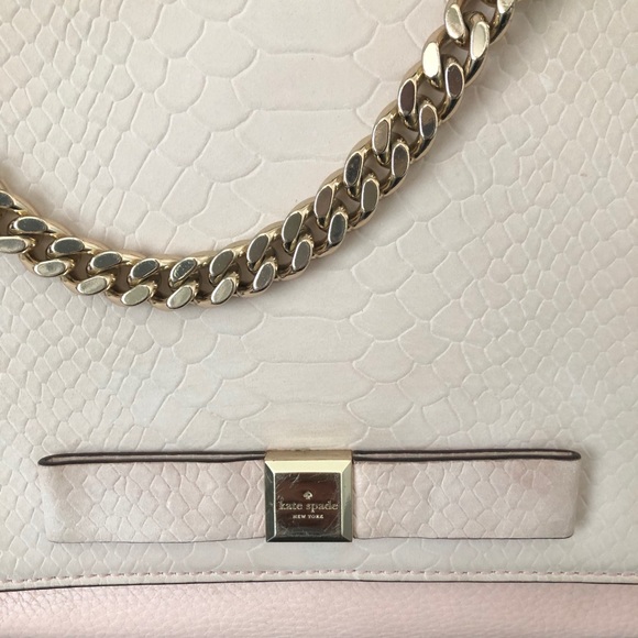 KATE SPADE PINK BOW GOLD CHAIN PURSE HANDBAG - Picture 2 of 16